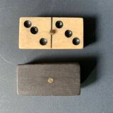 Old complete set of antique dominoes, in ebony wood and bone, 1900