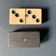 Old complete set of antique dominoes, in ebony wood and bone, 1900