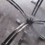 Large table Roche Bobois 1970 glass and chrome 8 pers
