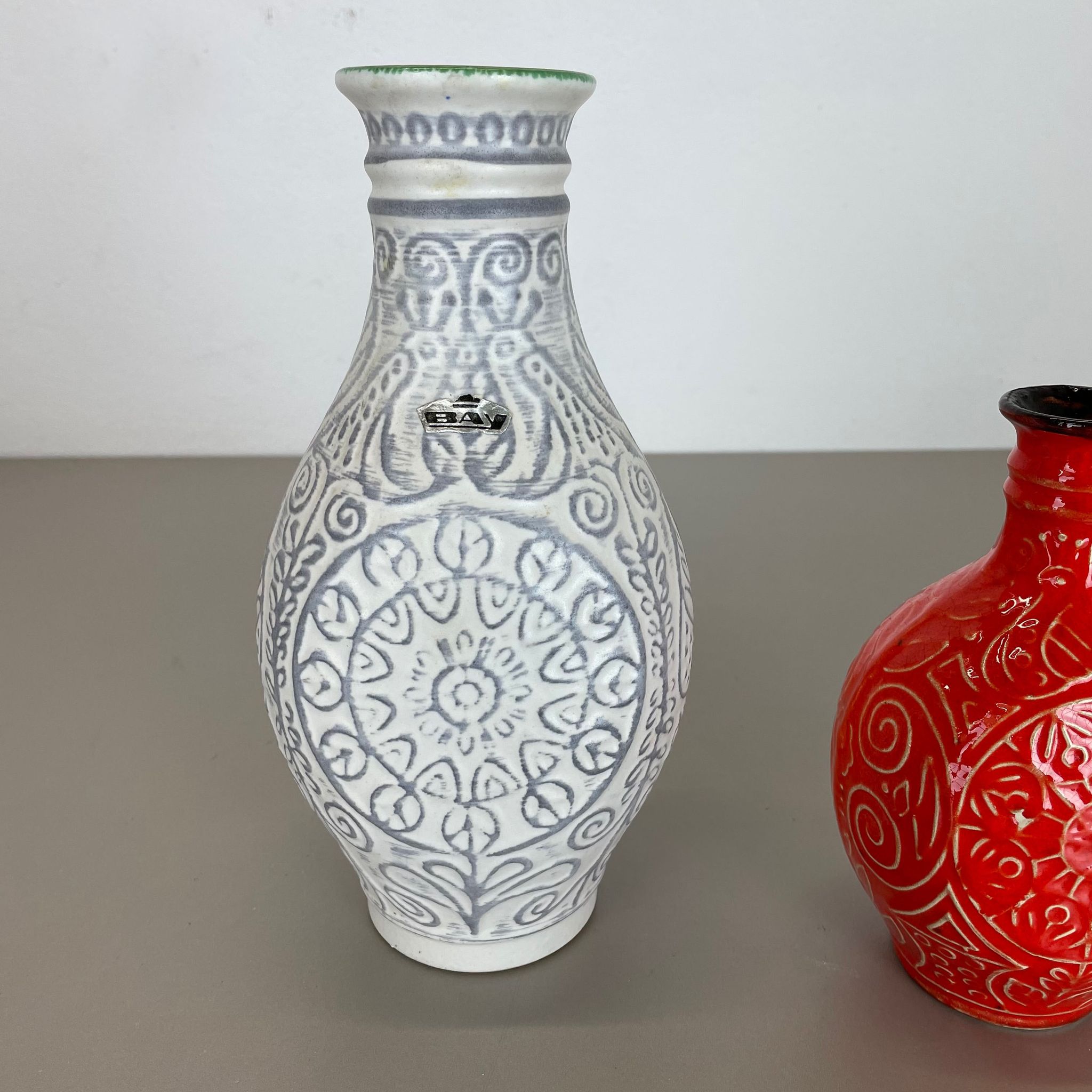 Set of 2 fat lava pottery vase made Bay Ceramics, Germany