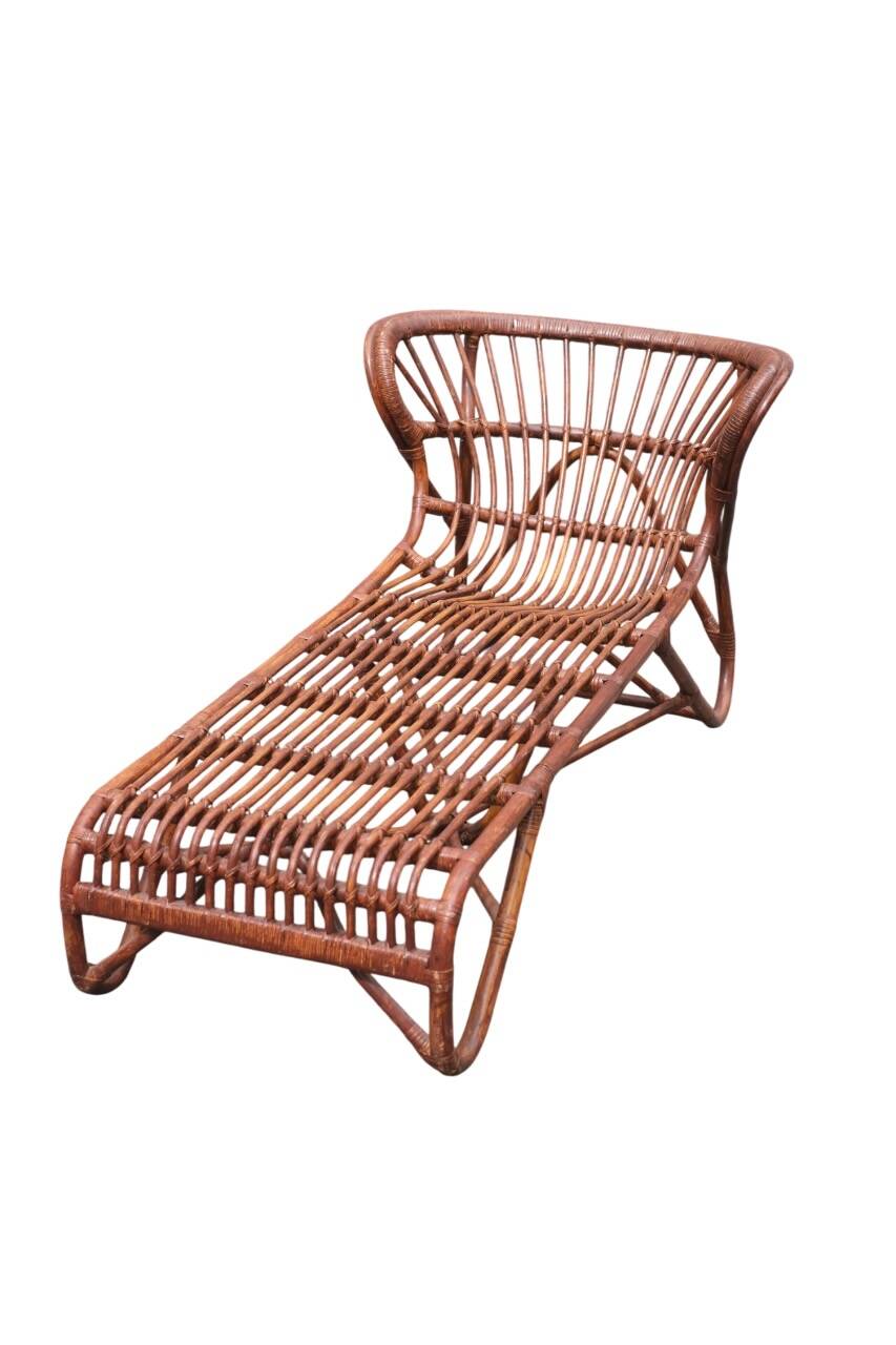 vintage rattan chaise longue 1970 Viggo Boesen