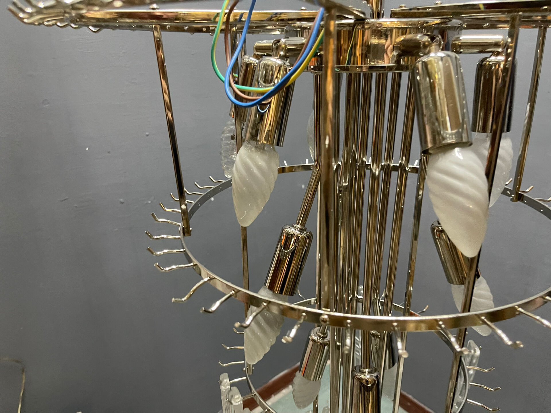 Extra Large Murano Glass Rod Chandelier, Italy, 1970s