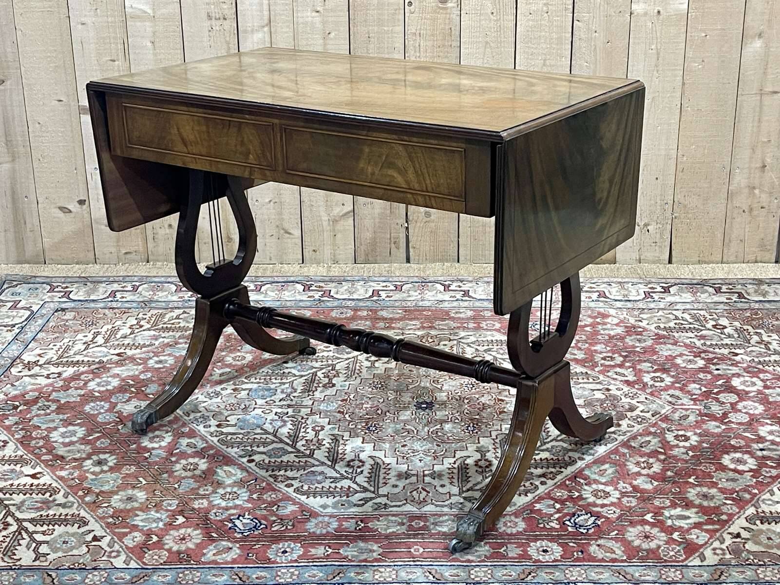 English flat desk with shelves, 1950s work in mahogany