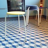 Set of 5 tripod stools 1950 in leatherette