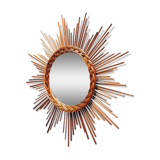 vintage wicker sun mirror 60x60cm
