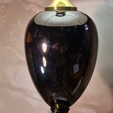 black glazed and gold ceramic lamp