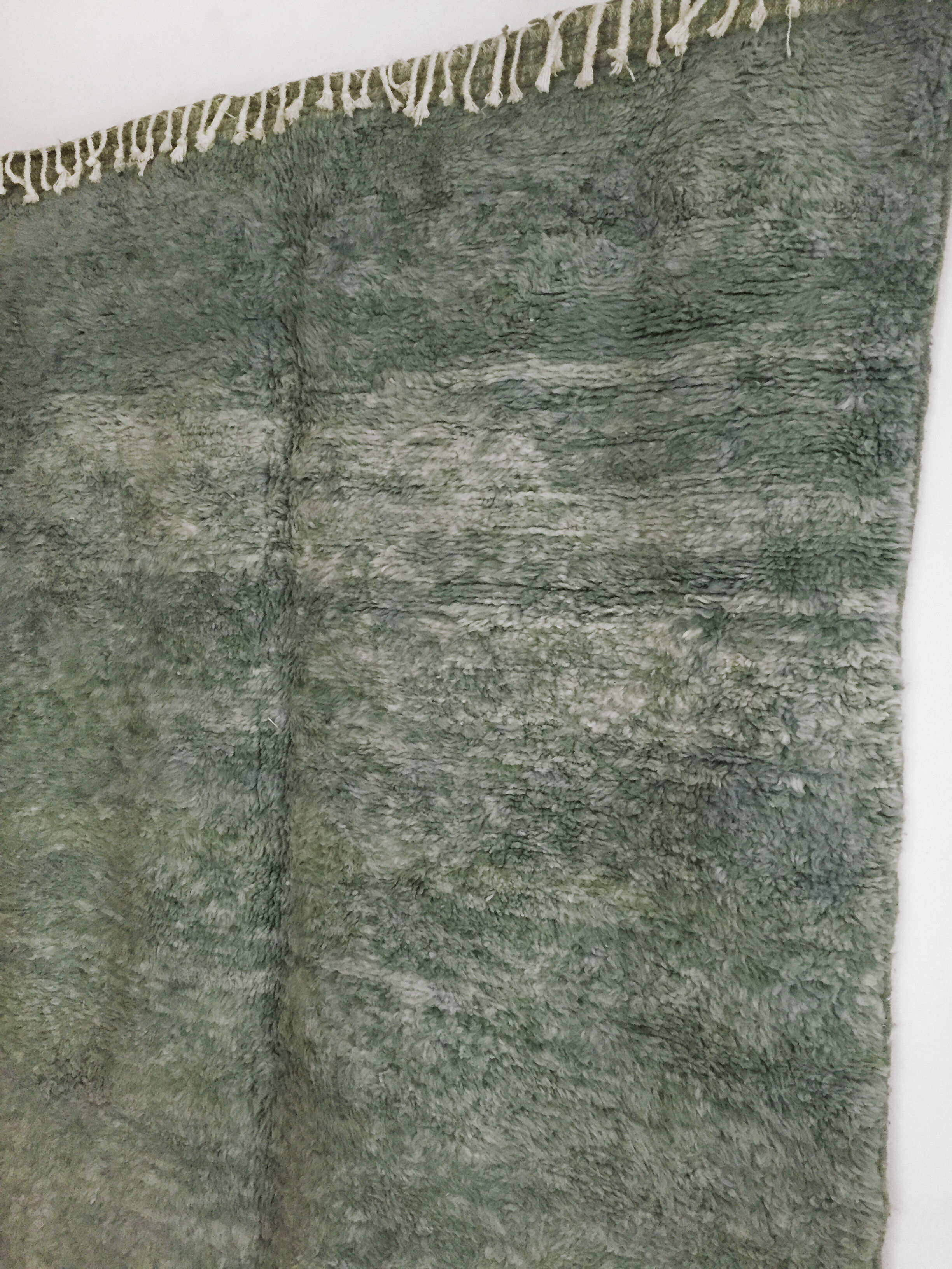 Moroccan Berber carpet Beni Ouarain mottled green 256x216cm