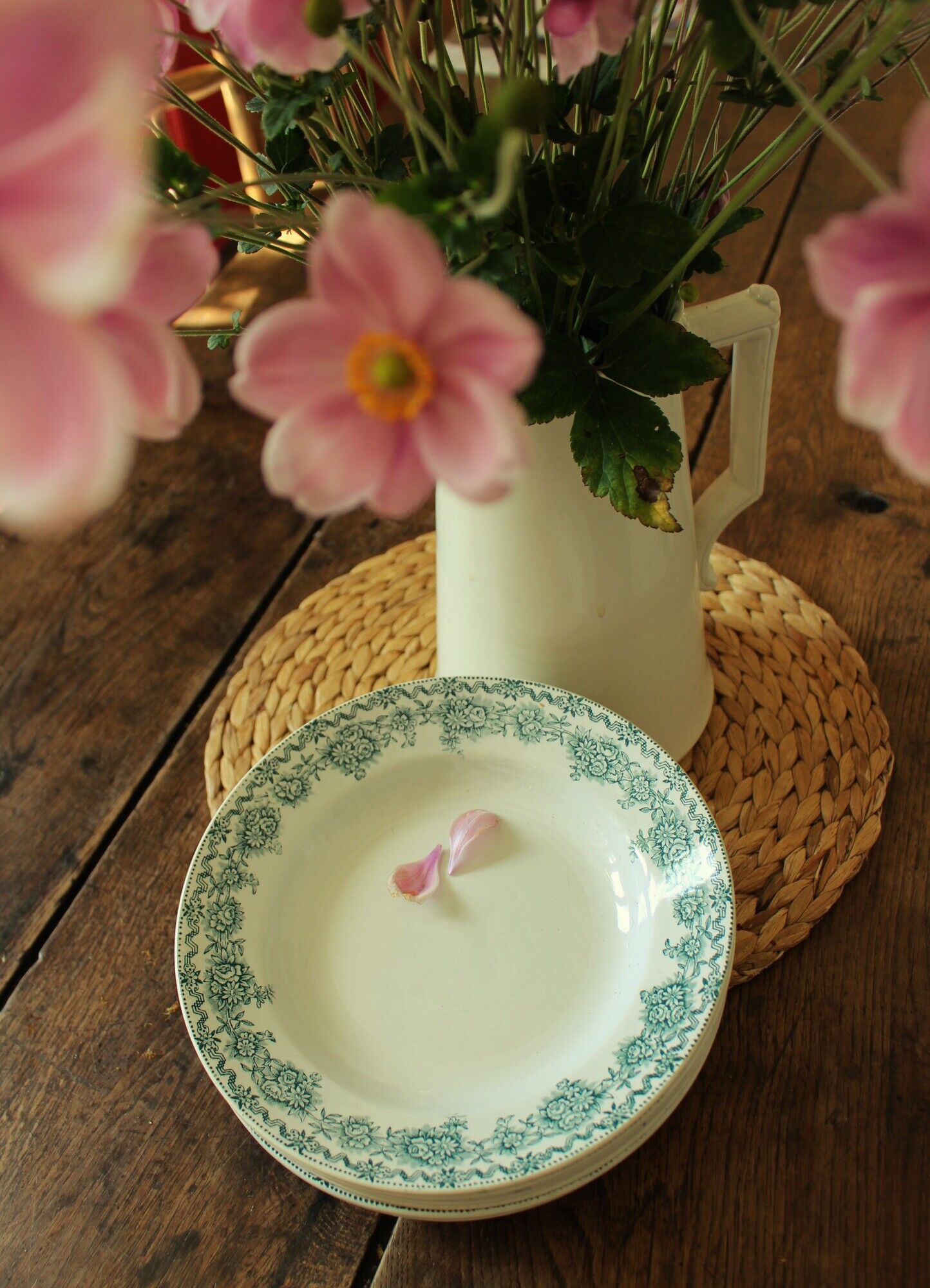 Lot 8 hollow plates Terre de Fert vert Fleurs Argenton Saint Amand