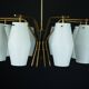 Mid-century chandelier with eight opaline glass shades
