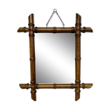 Bamboo-style turned wooden mirror