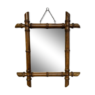 Bamboo-style turned wooden mirror