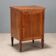 Antique walnut bedside table with maple inlays, converted into a bar cabinet, 19th century.