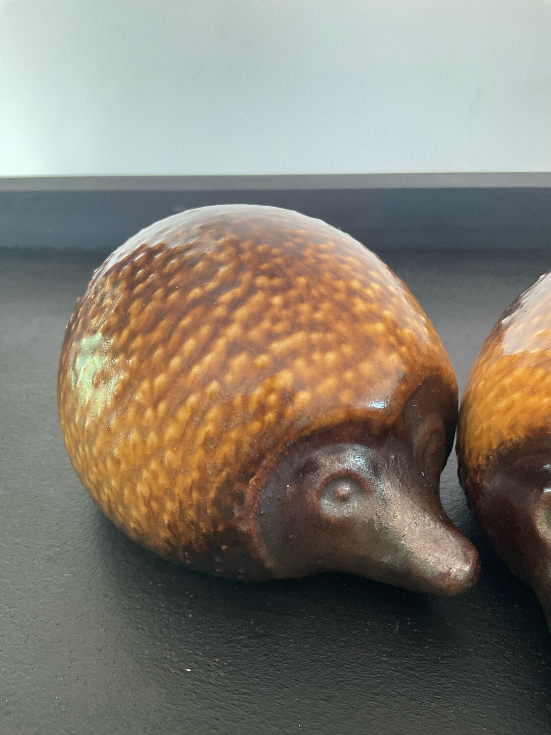 Pair of vintage ceramic hedgehogs