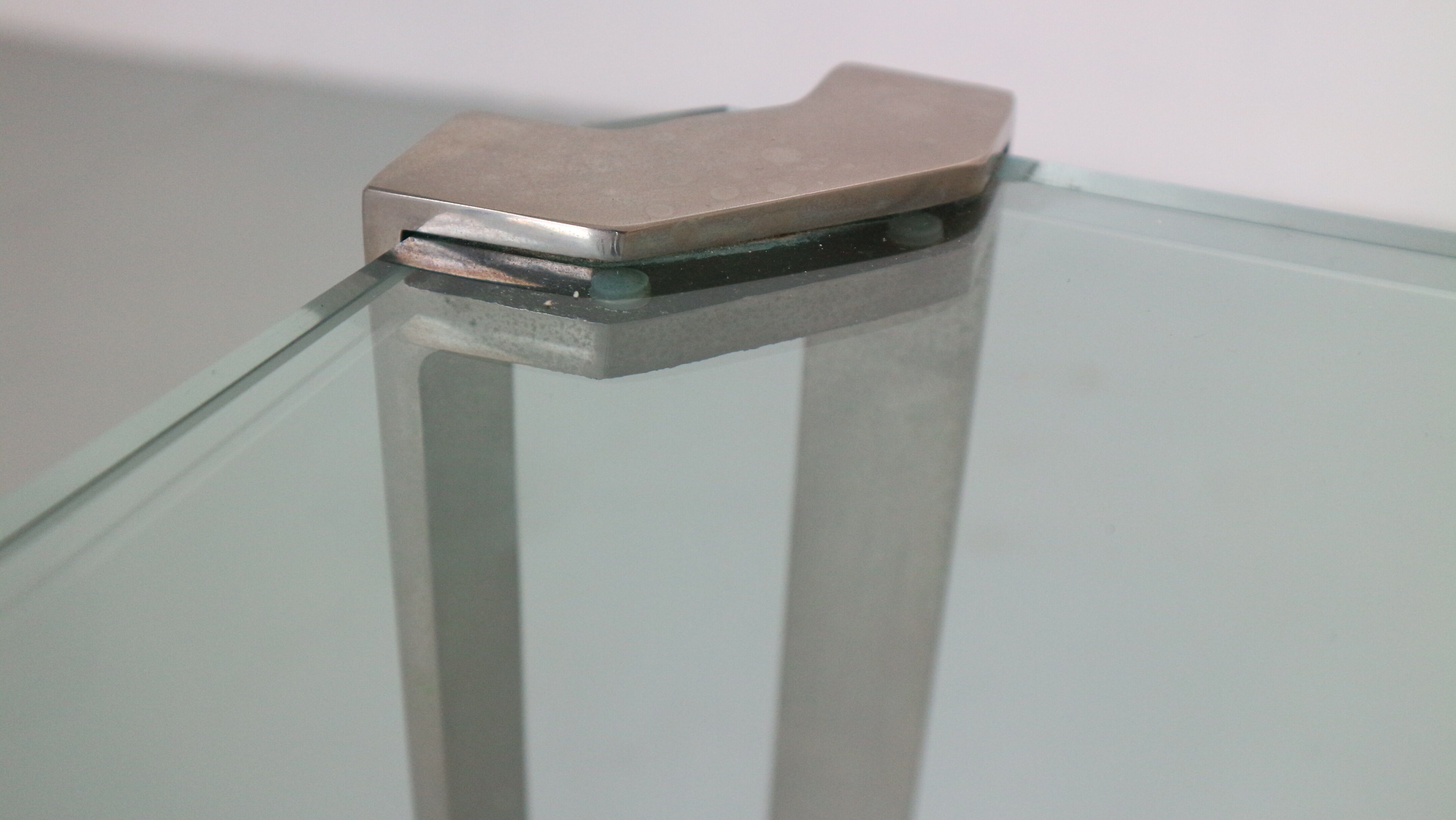 Peter Ghyczy for Ghyzcy Square Glass Coffee Table, 1970's Hollywood Regency