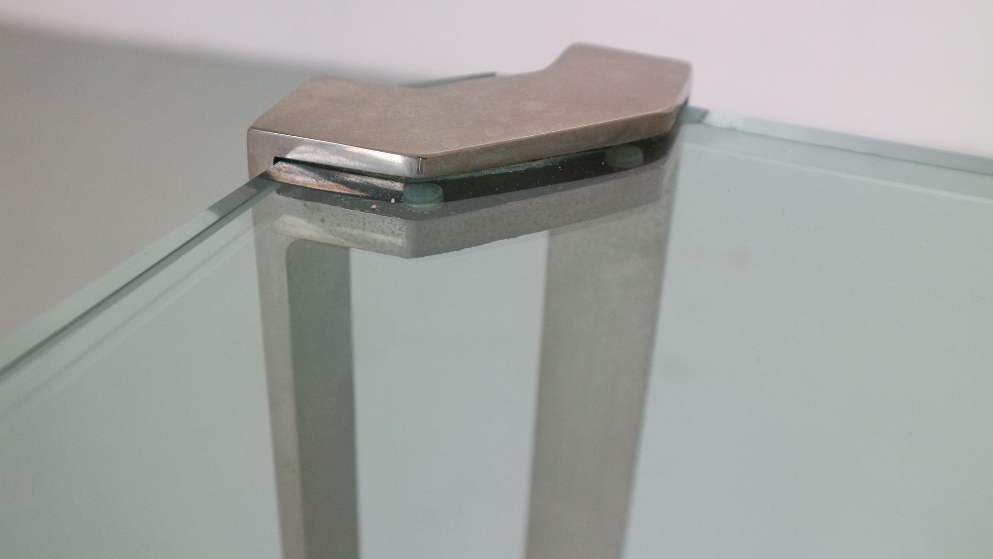 Peter Ghyczy for Ghyzcy Square Glass Coffee Table, 1970's Hollywood Regency