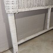 Ensemble chambre rotin blanc : commode, miroir, lit, panier