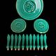 Service de table en céramique turquoise, années 40-50