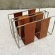 Minimalist metal and camel leather magazine holder