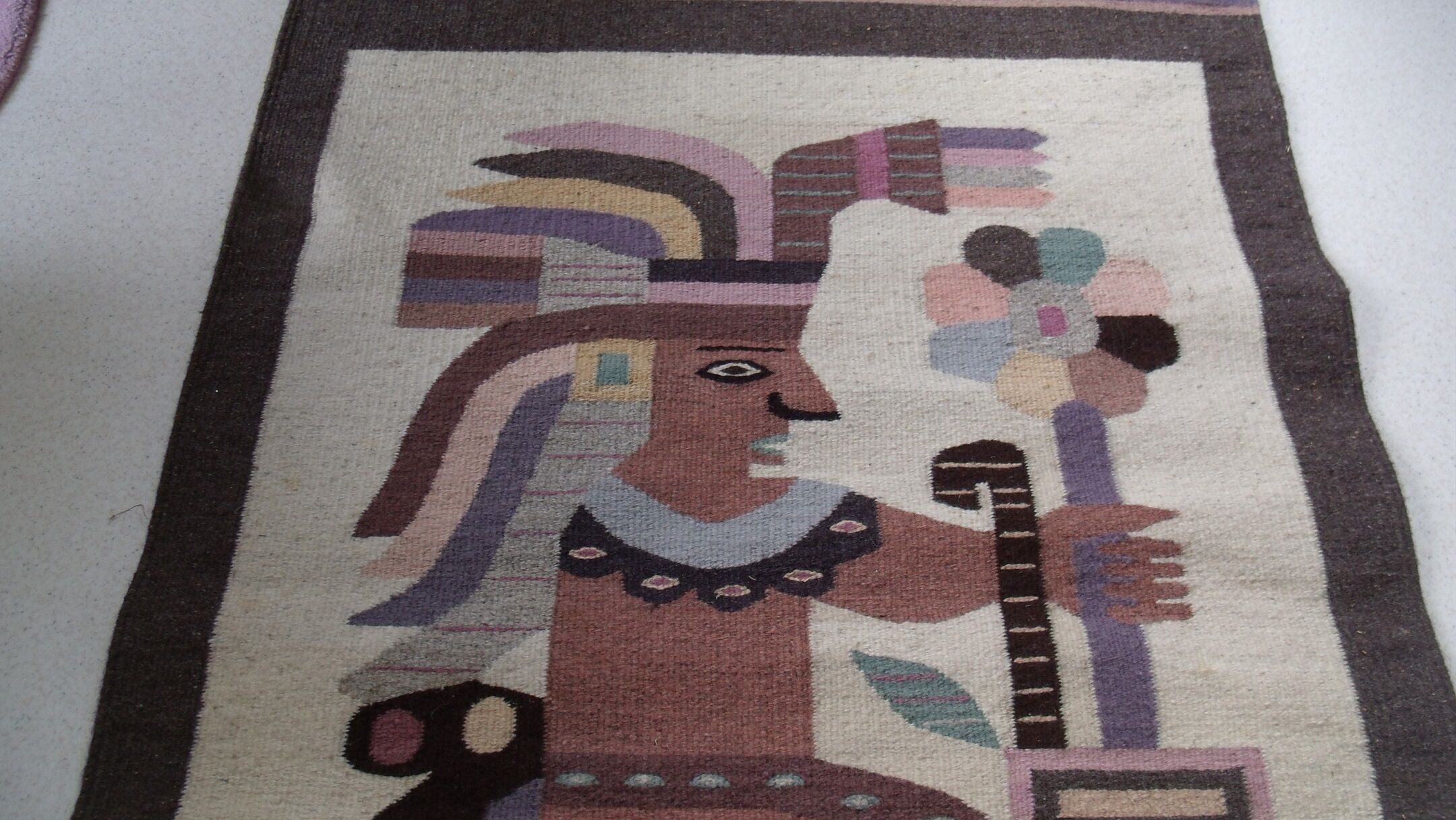 Carpet wool decorative Mexican ethnic, 146 x 97