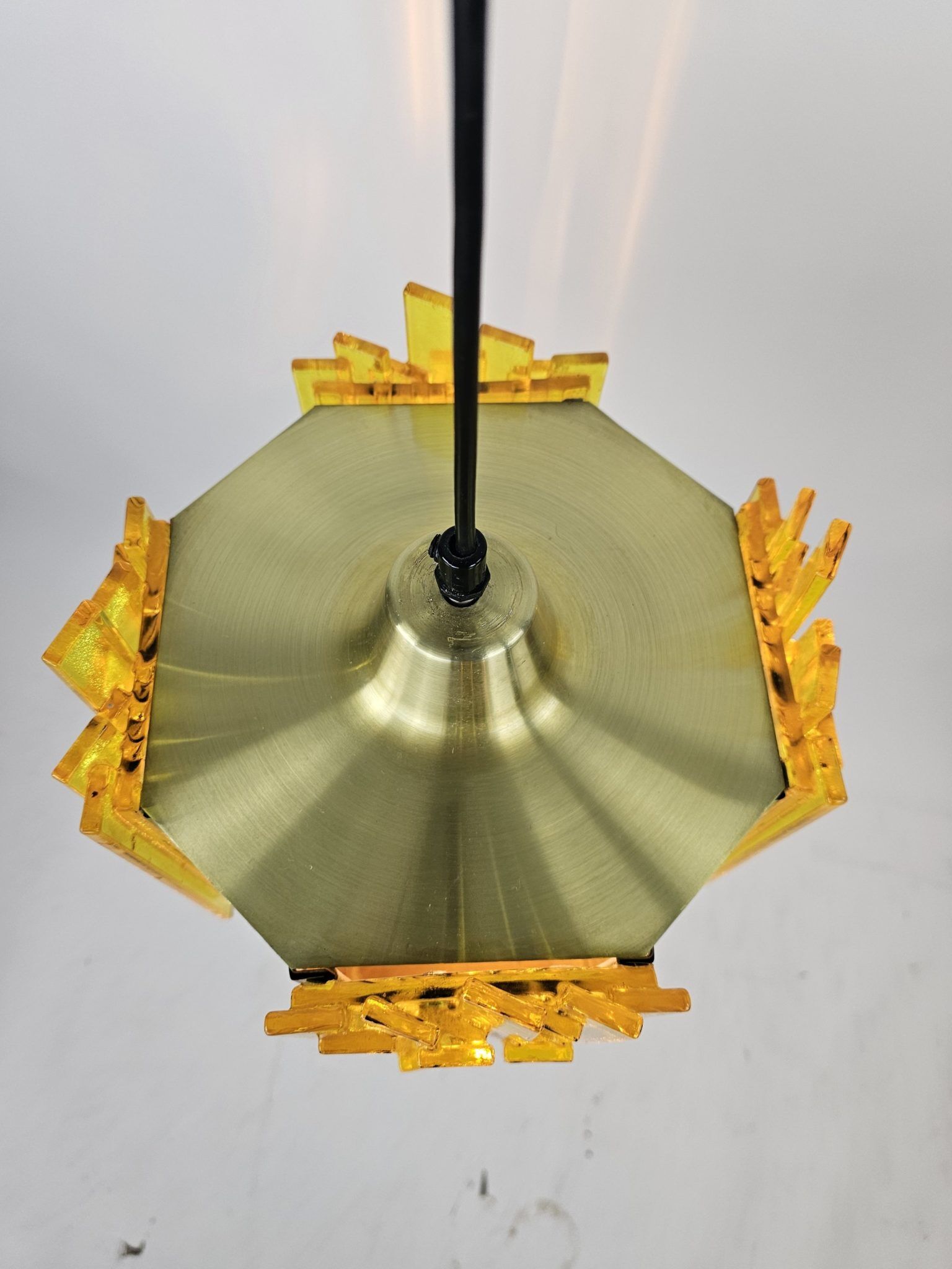 Claus Bolby brass and plastic pendant lamp
