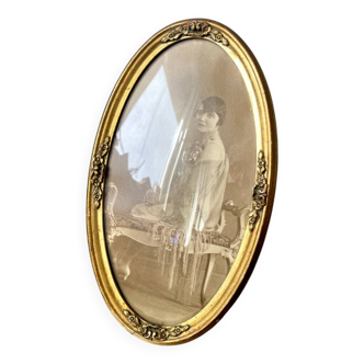 Antique Oval Frame gilded wood   22.5 x 13.5 cm