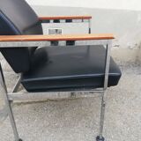 Vintage leather and teak armchair