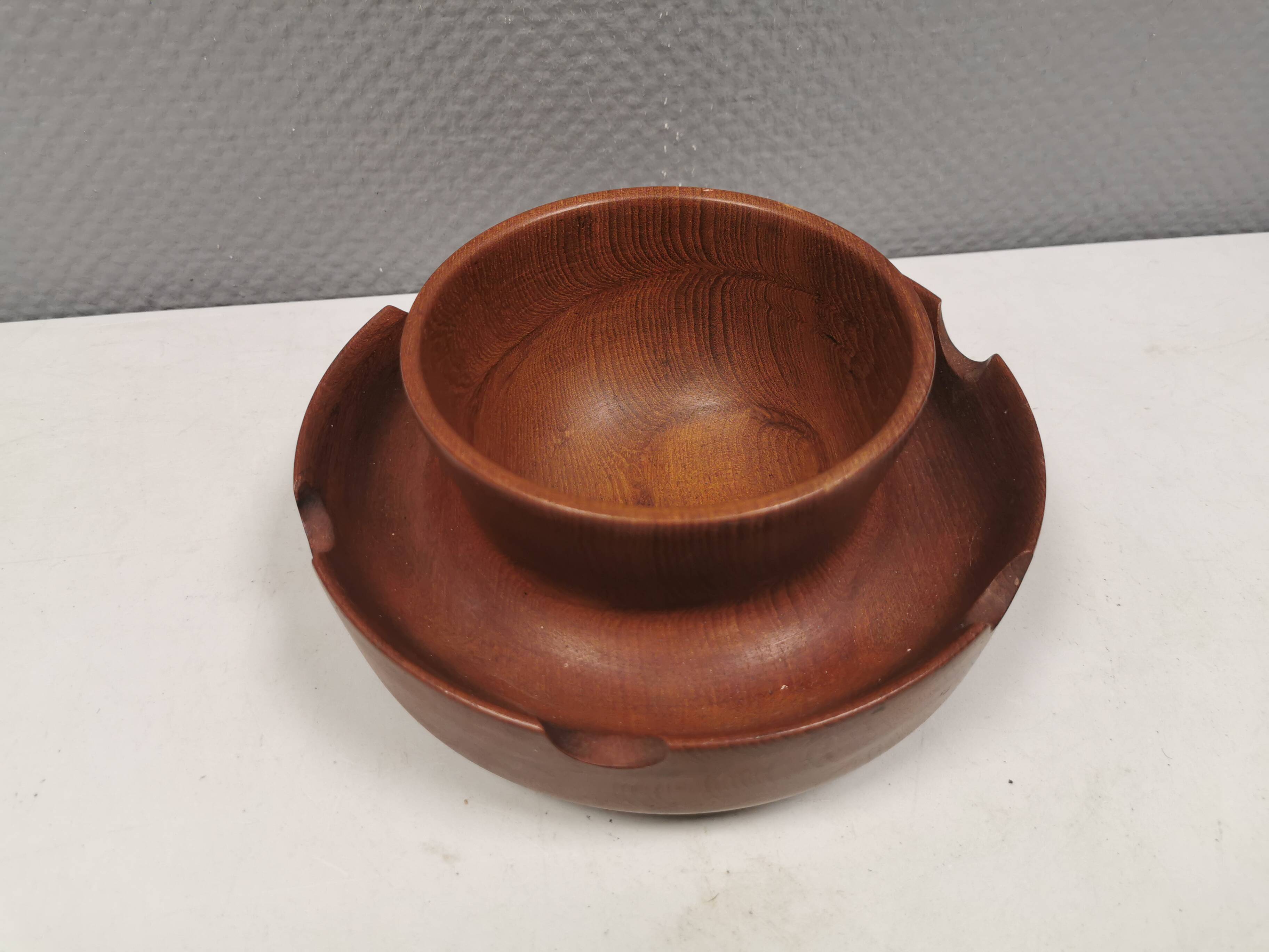 Wooden pipe holder with space to store tobacco in the middle Denmark 1960s