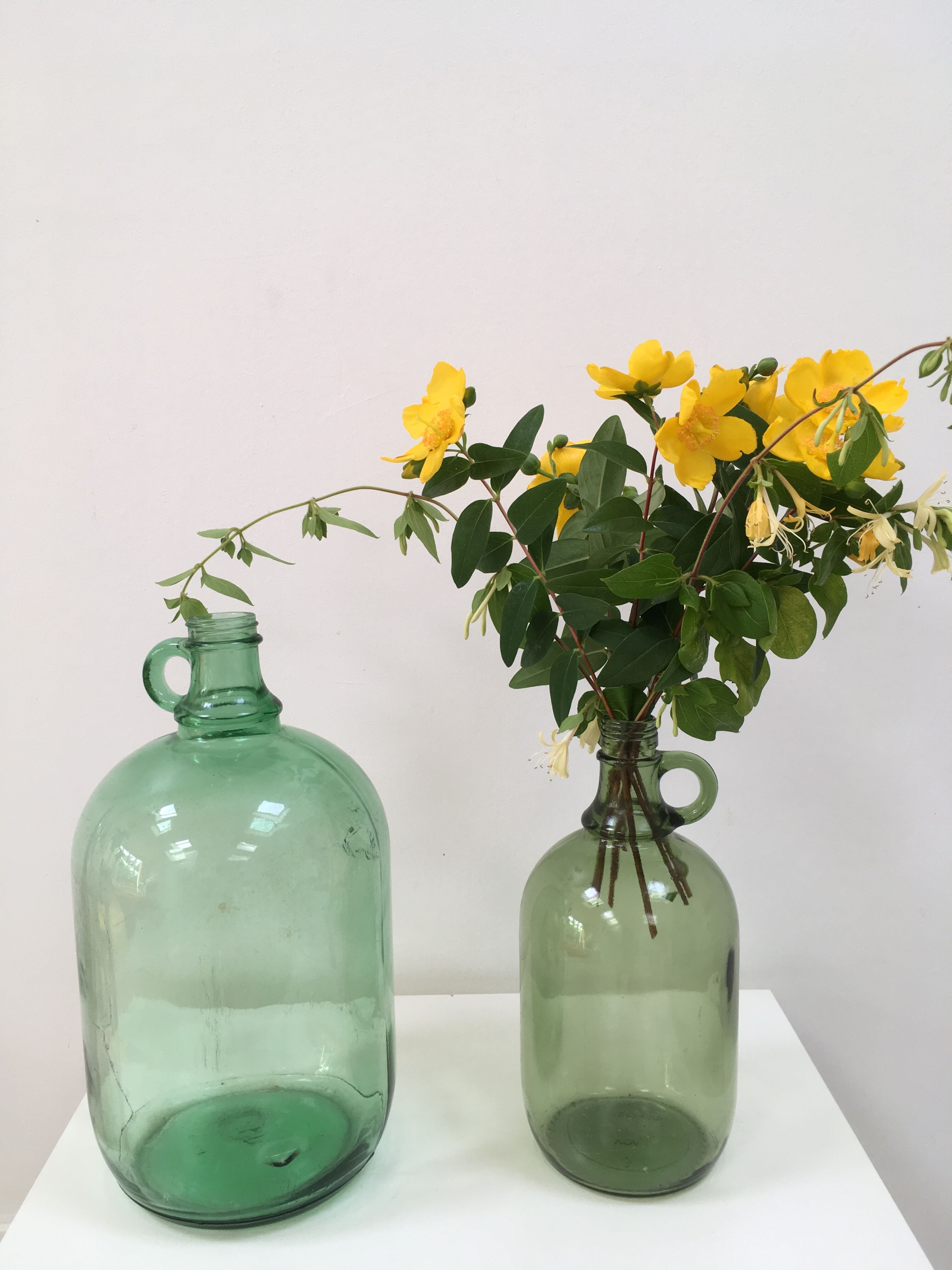 Pair of old demijohn bottles