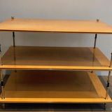 Three-level console in sycamore and brass Maison Jansen