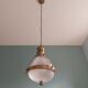 Holophane pendant lamp in prismatic glass and brass, 1920s-30s