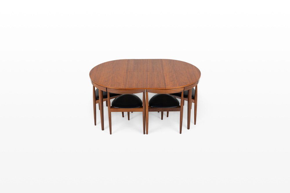 Roundette dining set by Hans Olsen for Frem Rojle, Table + 6 chairs, 1950s