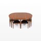 Roundette dining set by Hans Olsen for Frem Rojle, Table + 6 chairs, 1950s