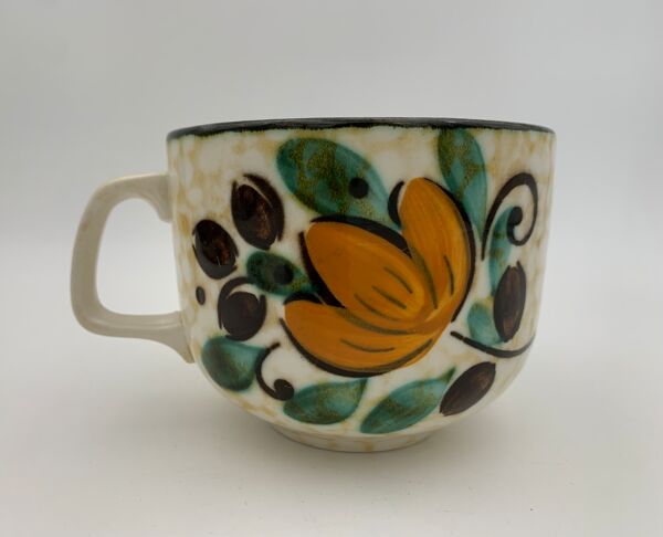 Lot de 13 tasses et sous-tasses céramique boch la louviere, modèle corfou - années 1960-1970