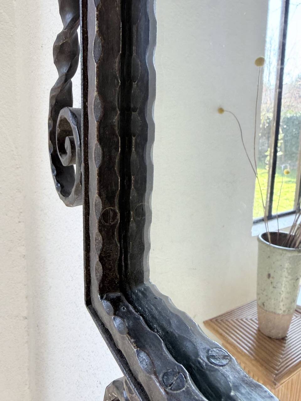 Brutalist wrought iron mirror 1940
