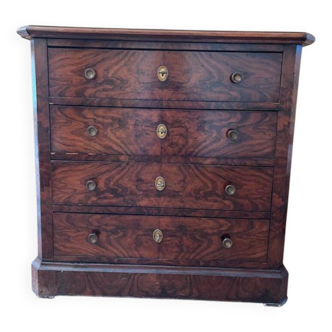 Small Louis Philippe style chest of drawers in burr walnut