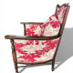 Antique armchair from around 1900, solid wood – red toile de Jouy.