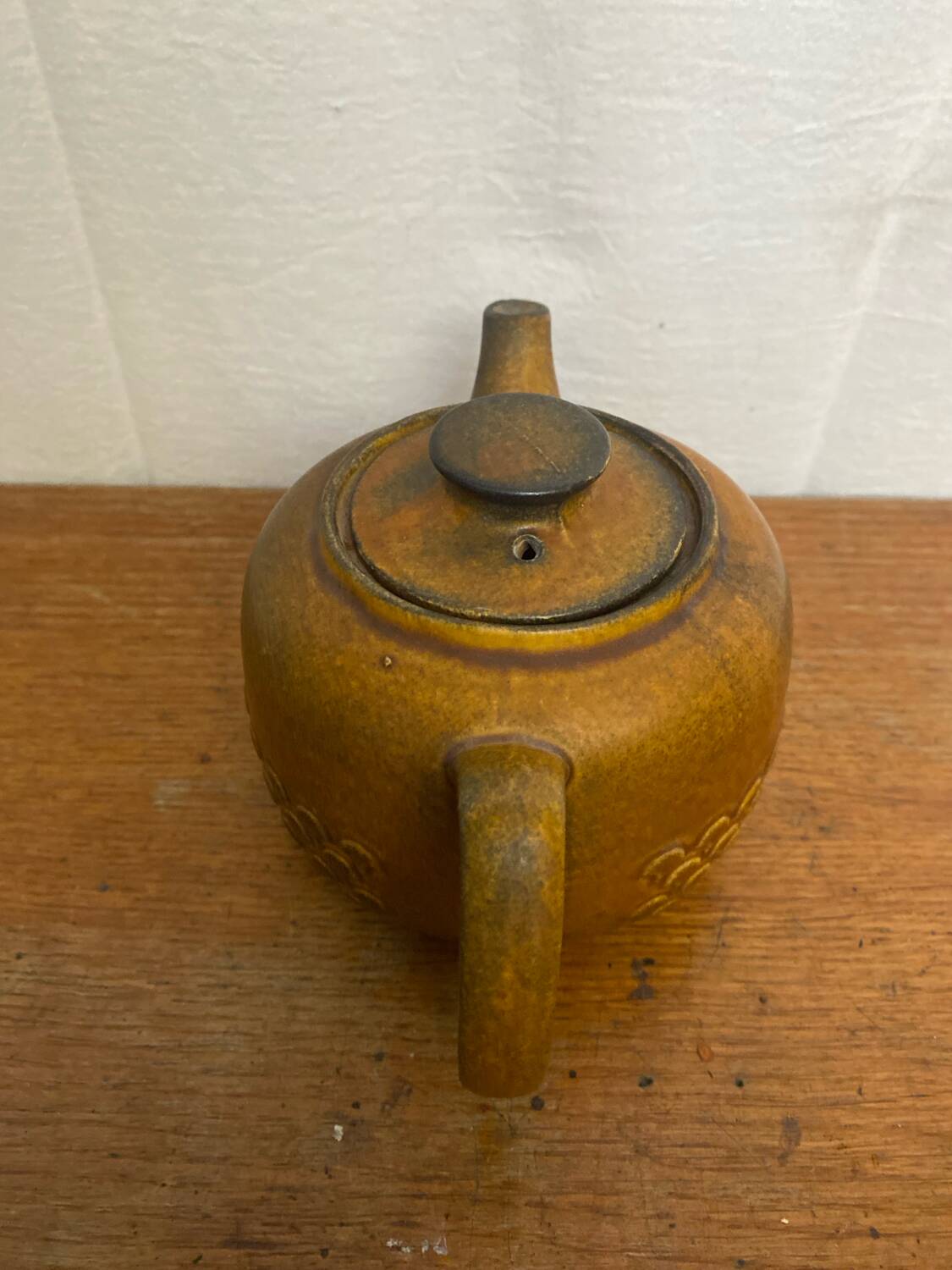 Vintage KW Feuerfest Embossed Brown Ceramic Teapot #C786