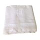 Lin sheet, embroidered and hand crocheted - 200 x 260 cm