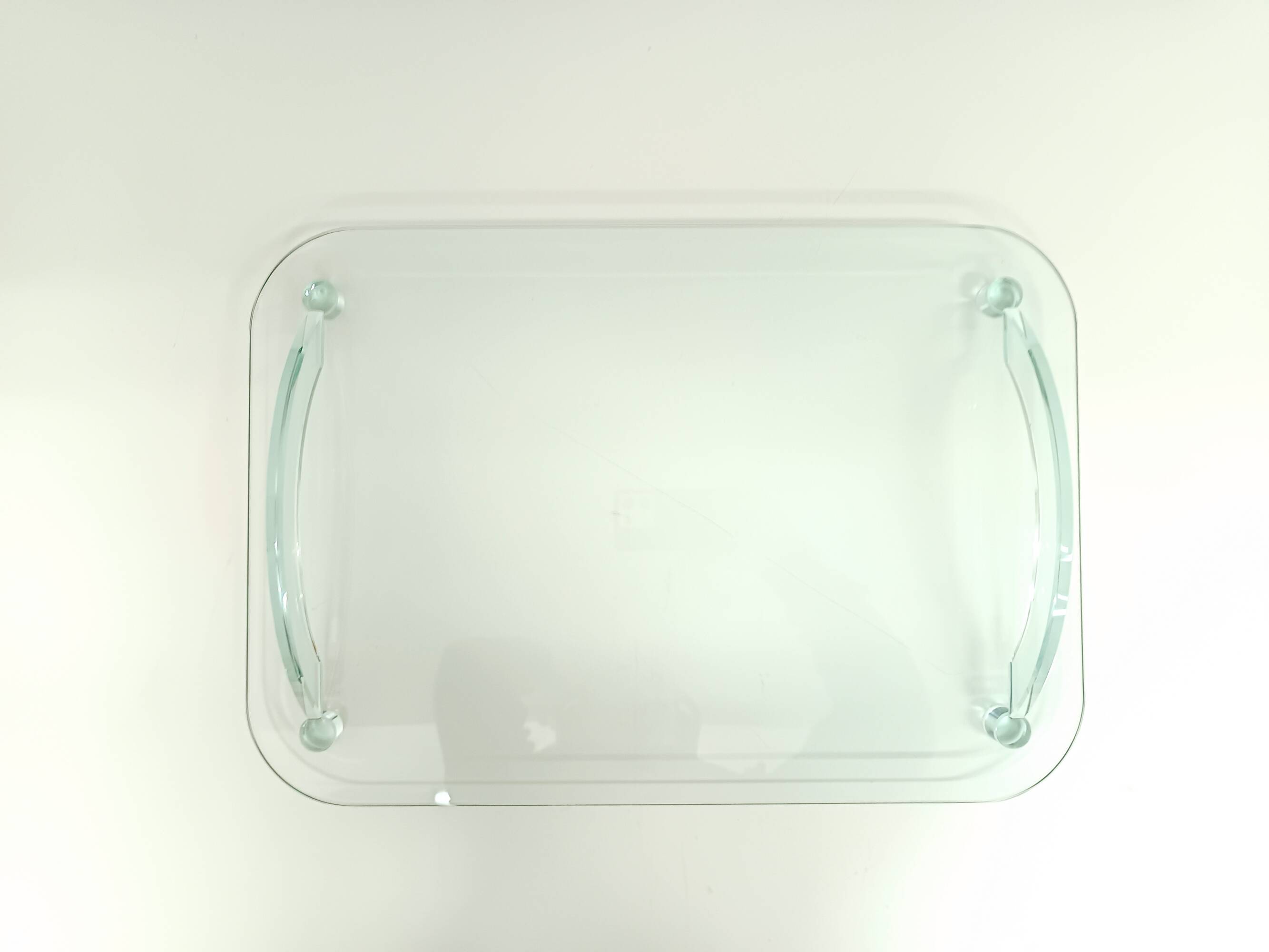 Plateau en verre transparent dans le style de Fontana Arte, Italie, années 1980.