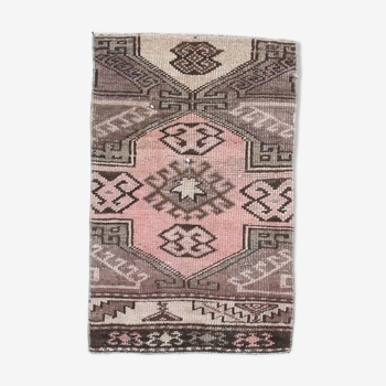 2x3 Brown & Pink Small Size Vintage Rug 52x80Cm