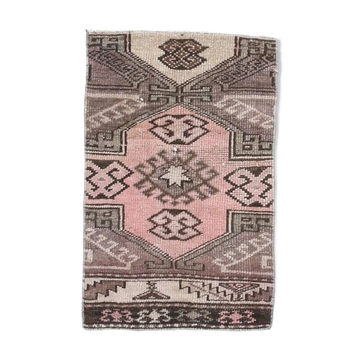 2x3 Brown & Pink Small Size Vintage Rug 52x80Cm