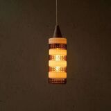 Vintage glass suspension, amber glass cylinder, pendant lamp.
