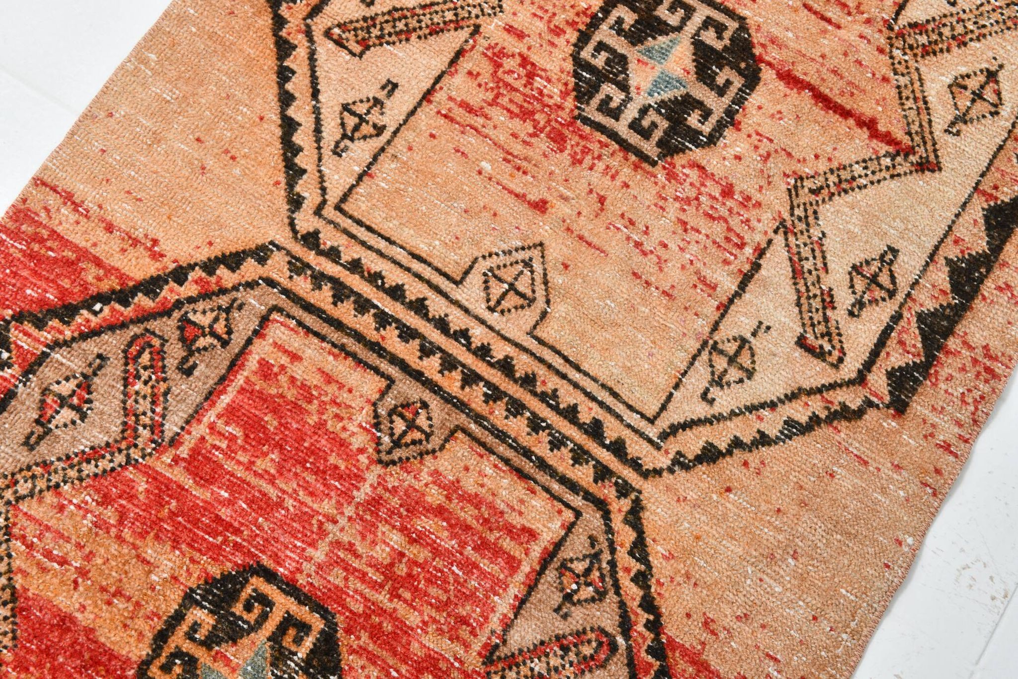3x10 Peach Orange Handmade Wool Runner Rug, 81x293Cm