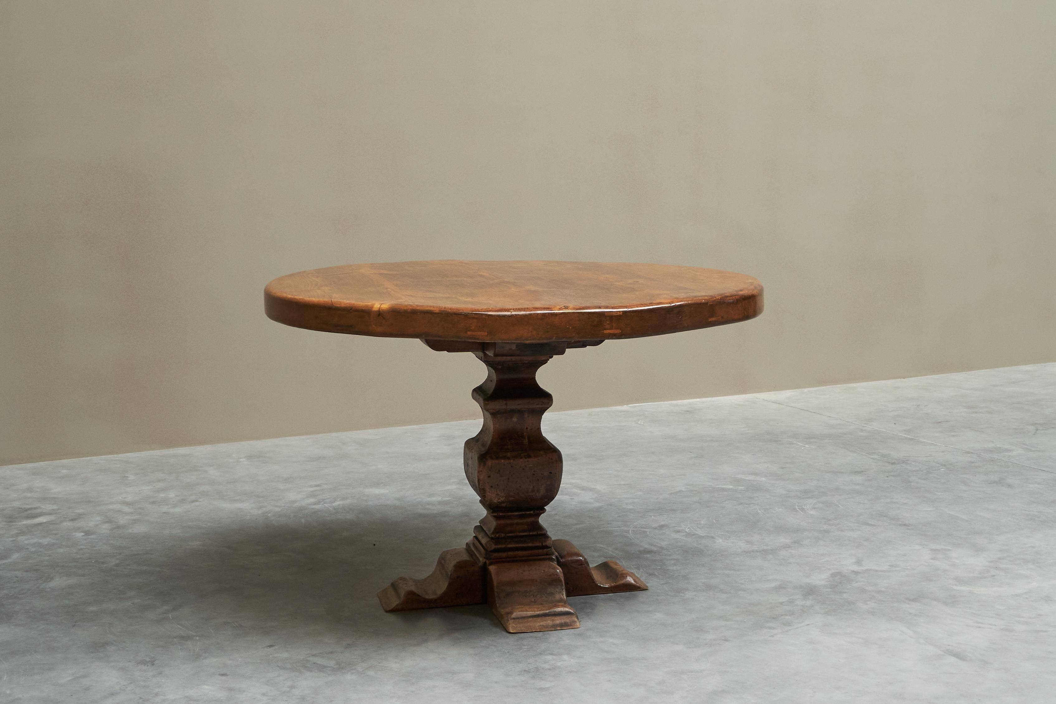 Sculptural table in solid oak, 1960s
