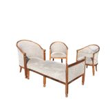 Complete living room set with chaise longue and 3 armchairs: Directoire or Empire style
