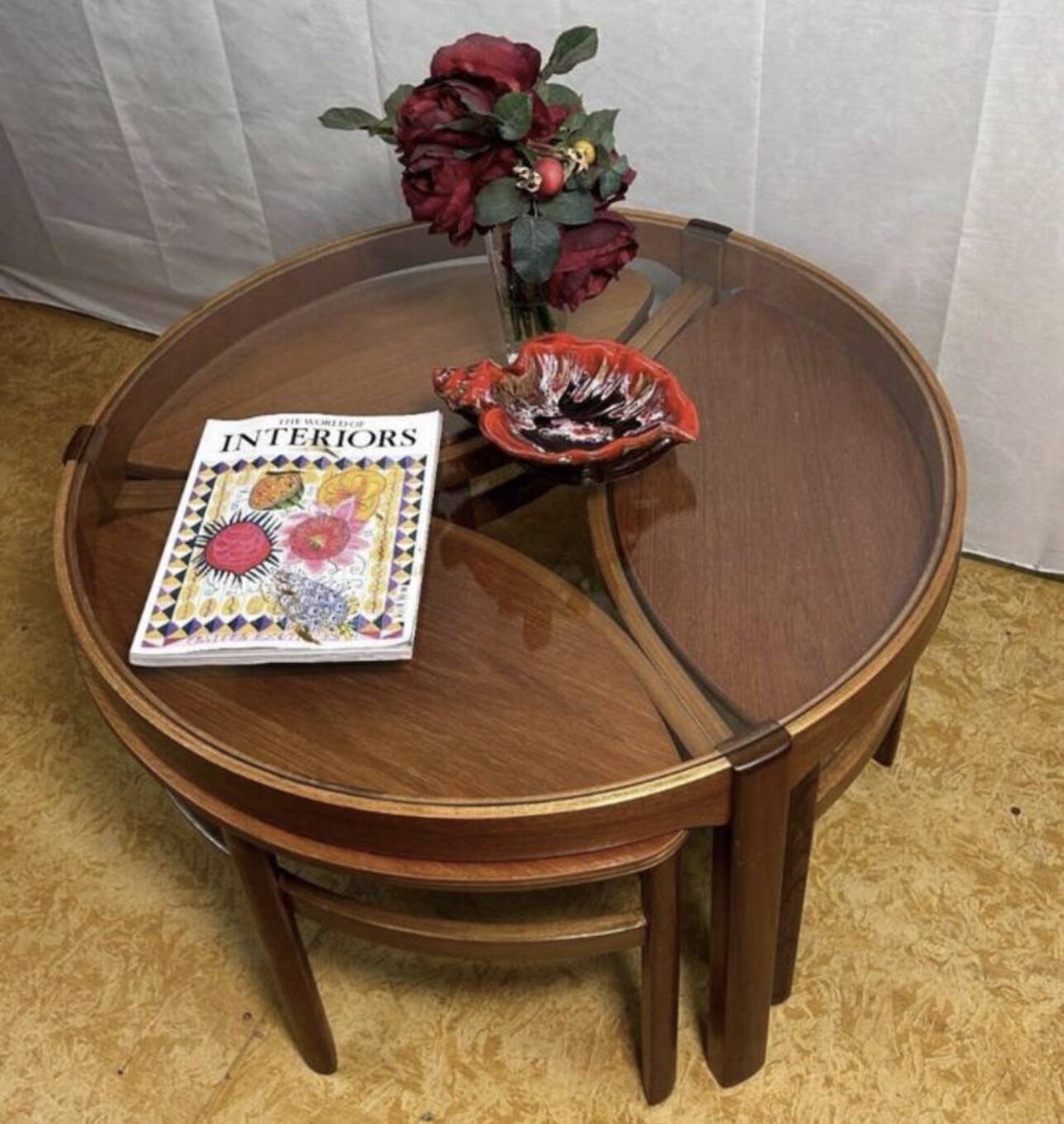 Mid century retro vintage teak trinity coffee table by nathan 1960