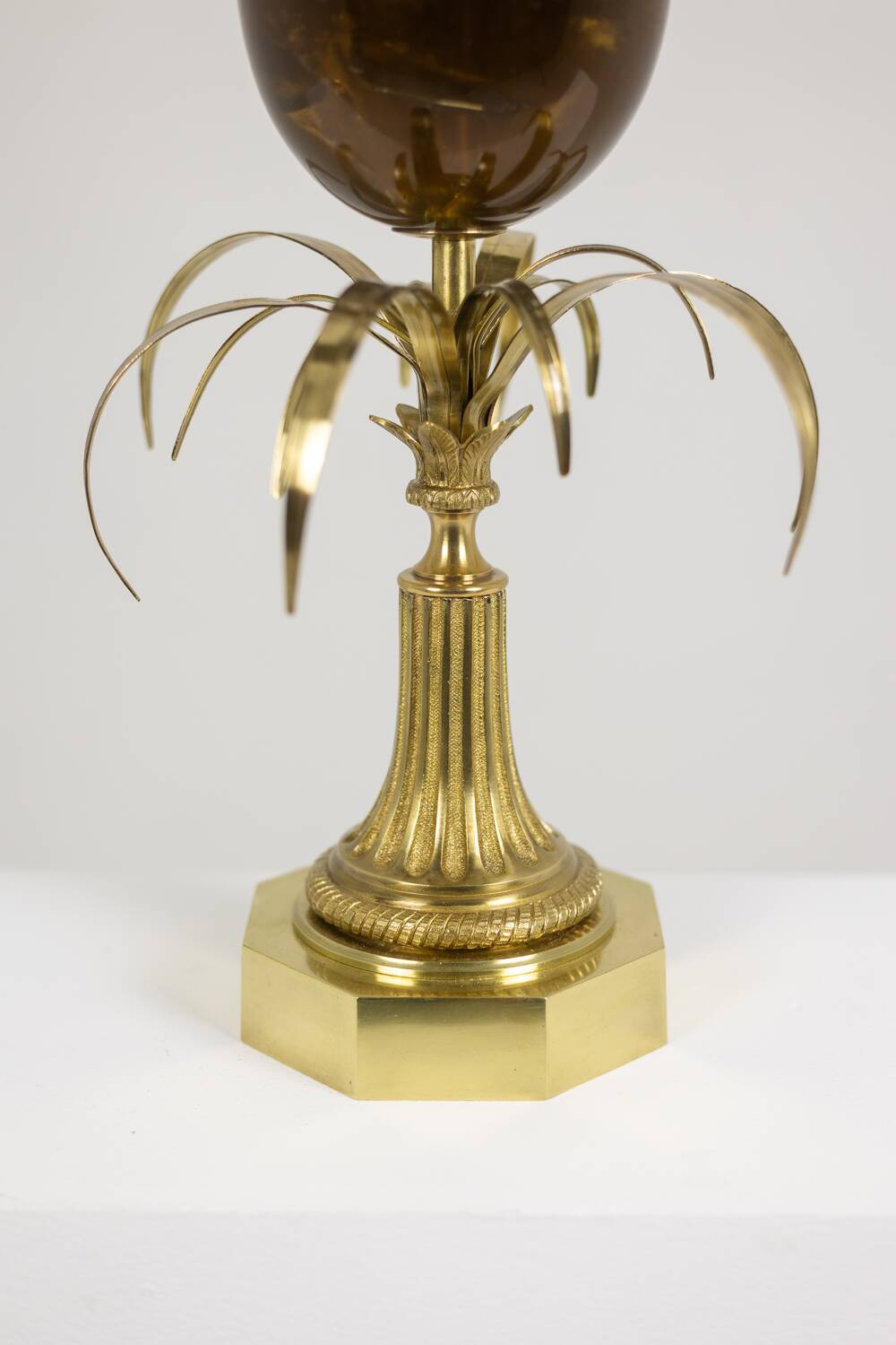 Bronze and resin egg lamp signed Maison Charles, 1970s.