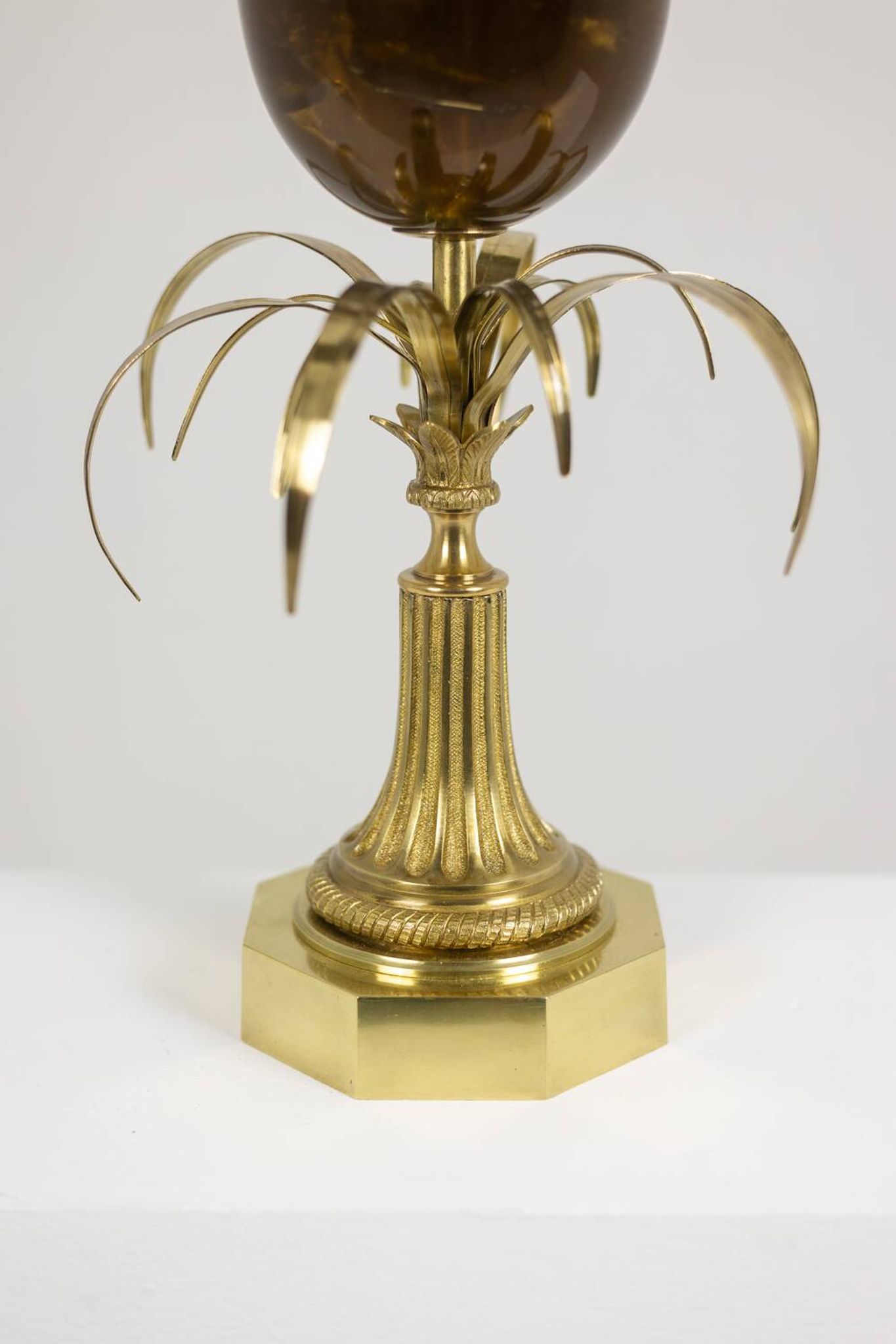 Bronze and resin egg lamp signed Maison Charles, 1970s.