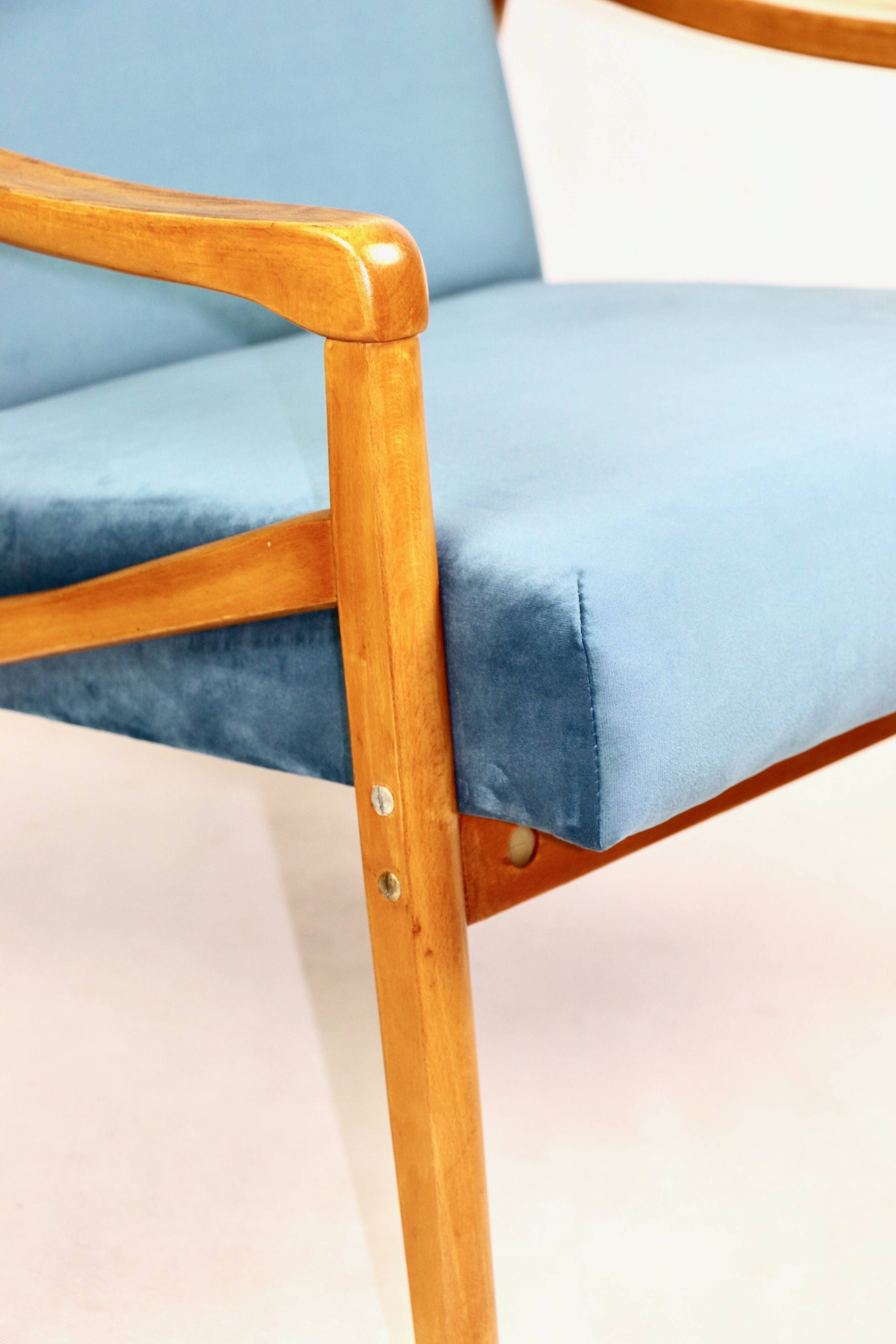 Czech Model Armchair attributed to Jiri Jiroutek in ocean blue, 1970s