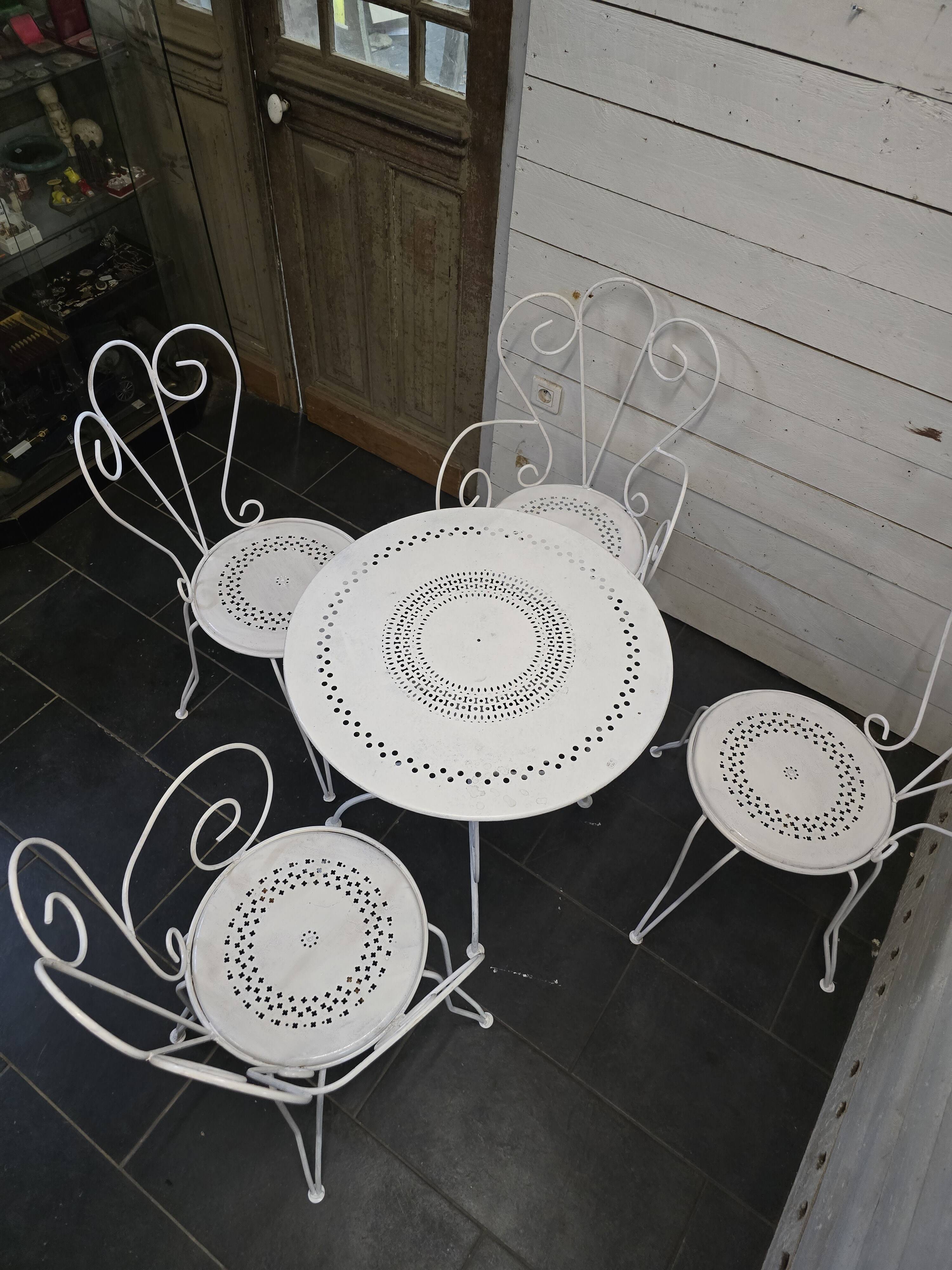 Old wrought iron garden furniture